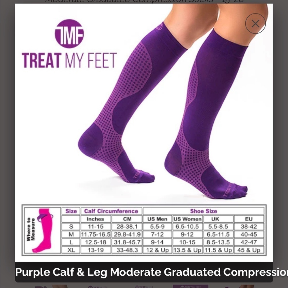Treat My Feet, New and Sealed, Compression Socks • Size Medium • Knee High - Picture 6 of 6